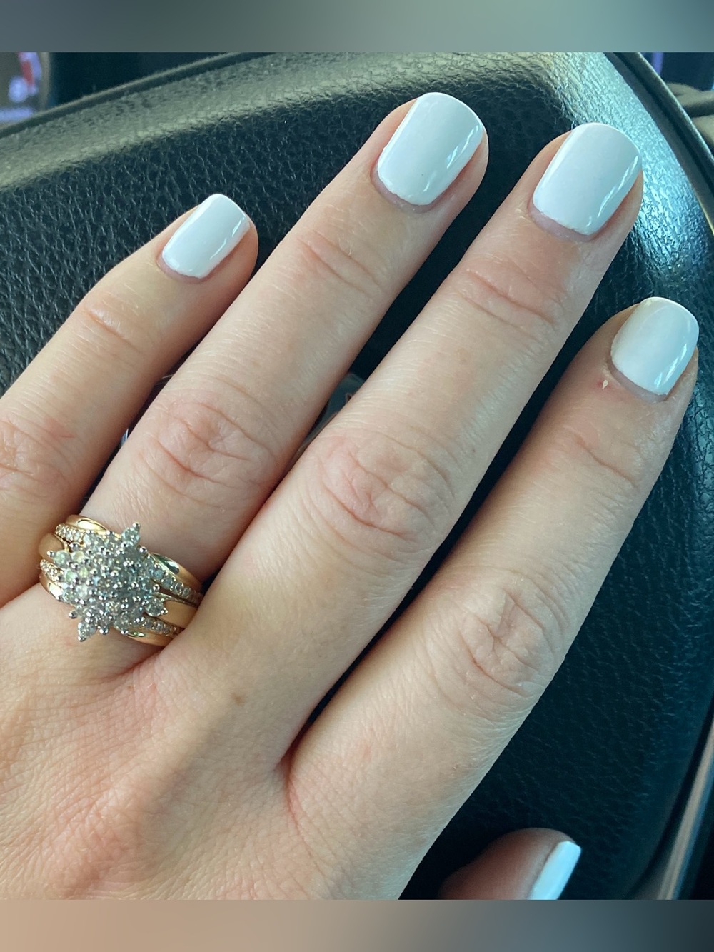 10K Gold Diamond Cluster Bridal Ring Set - Gold (2 pieces) 1 Set